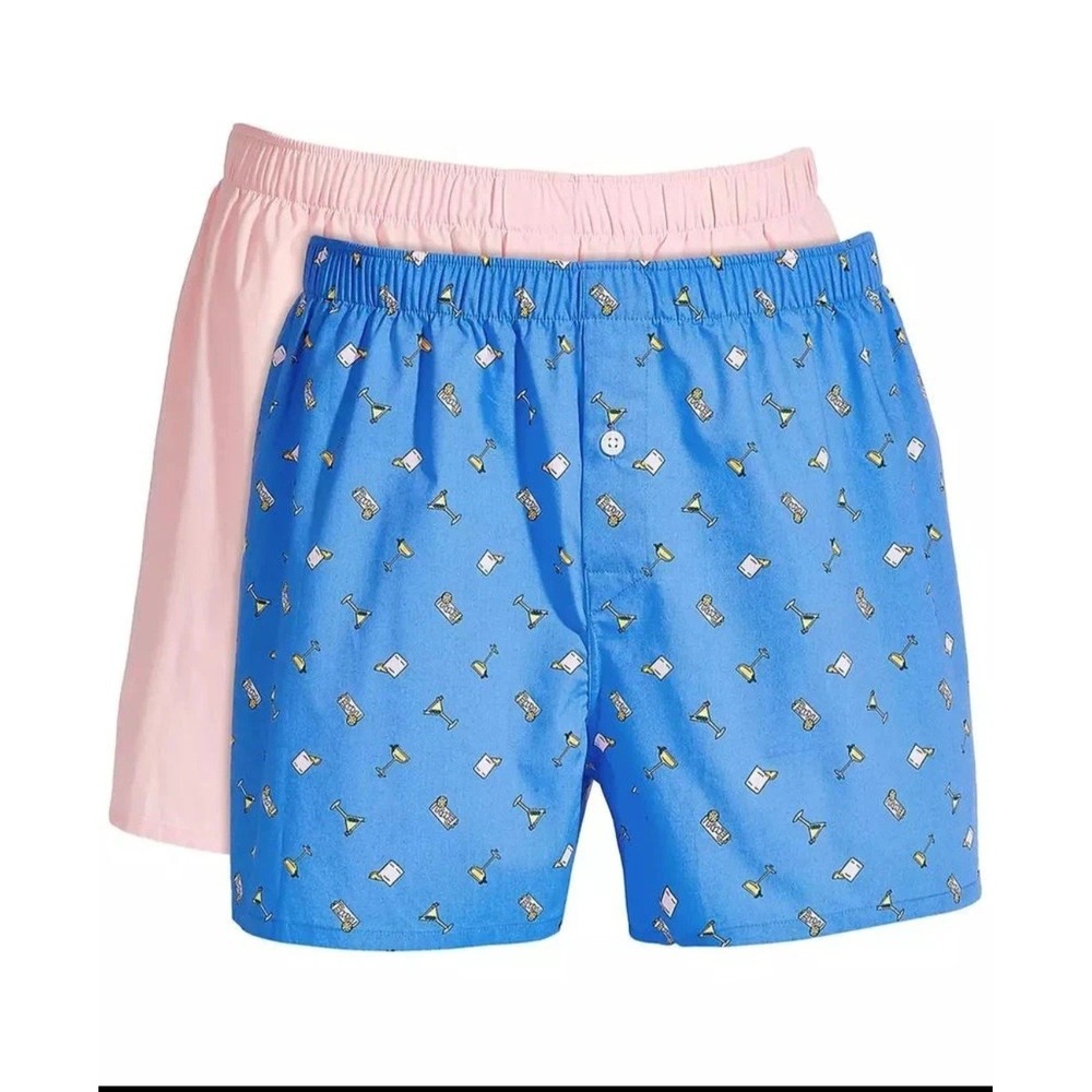 Club‎ Room Boxers Mens 2-Pack Cocktail Print Cotton Underwear Blue Pink Small